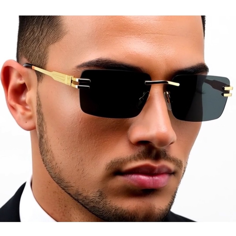Sunglasses Dark Tint Square Lens Men's Luxury Modern Design Lentes Gafas Humbres